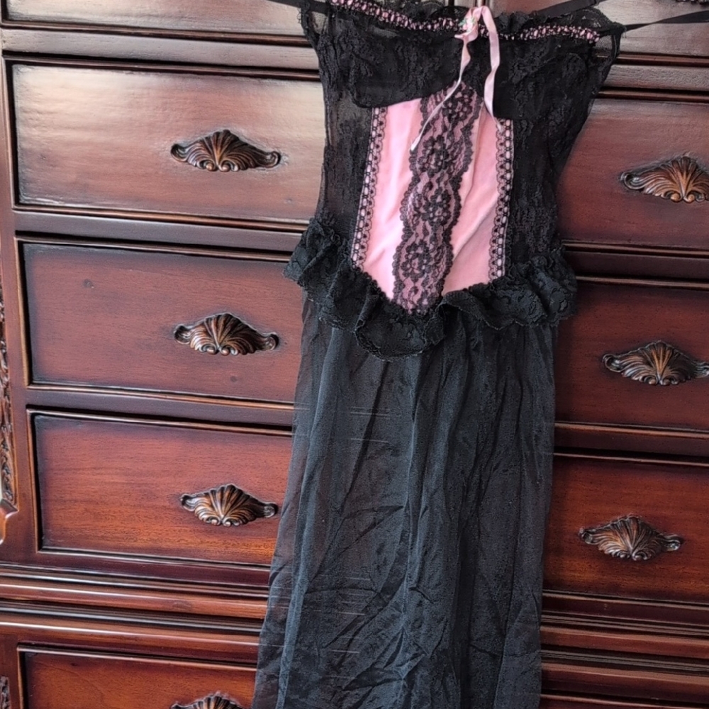 Black And Pink See Through Gown. Size Small